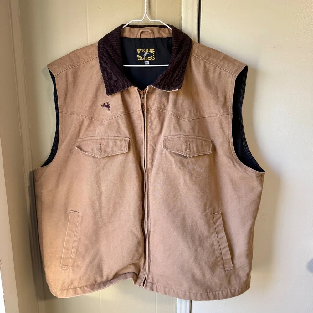 Wyoming Traders Cody Concealed Carry Canvas Vest XXL Tan Outdoor Corduroy Collar